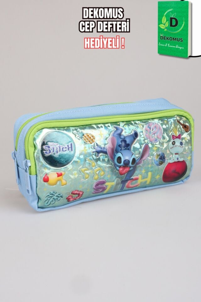 x Dekomus Lisanslı Stitch ''Iconic Blue Collection'' Kalem Çantası Dekomus Cep Defteri Hediyeli