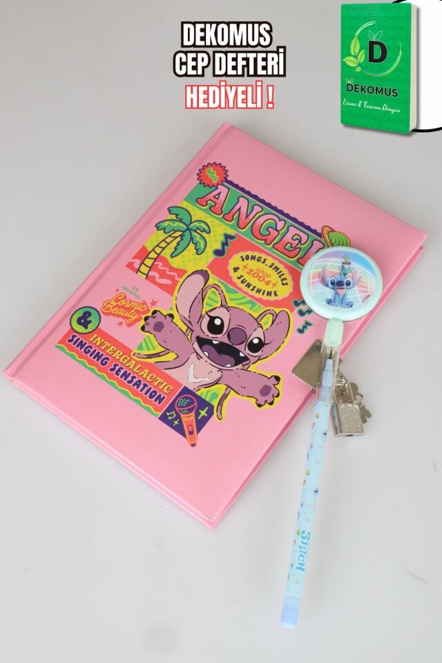 x Dekomus Lisanslı Yeni Sezon Lisanslı Lilo&Stitch Unleash Lock Journal Kilitli Hatıra Defteri Ve Labirent Figürlü Geçmeli Kalem Seti