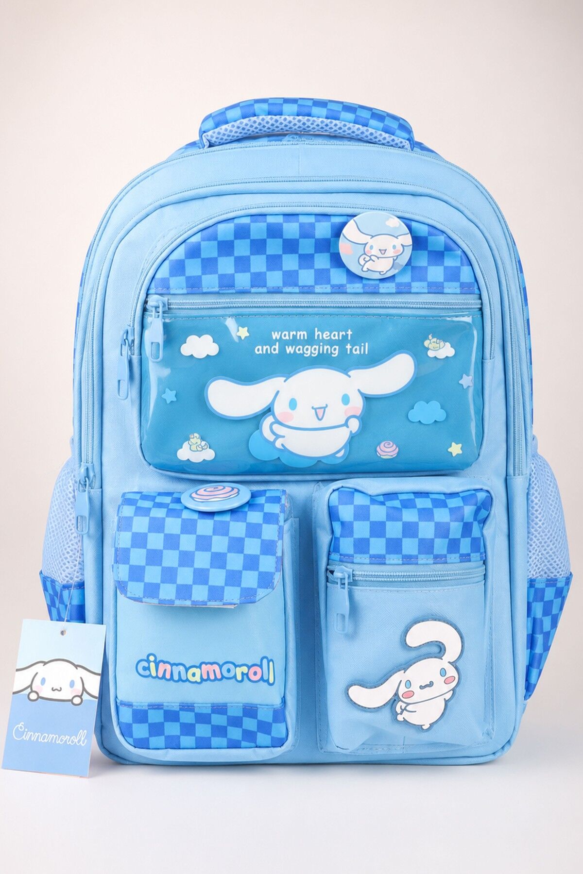 x Dekomus Lisanslı Cinnamoroll Blue Cloud Collection Okul,Termoslu Beslenme ve Kalem Çantası,Beslenme Örtüsü Seti