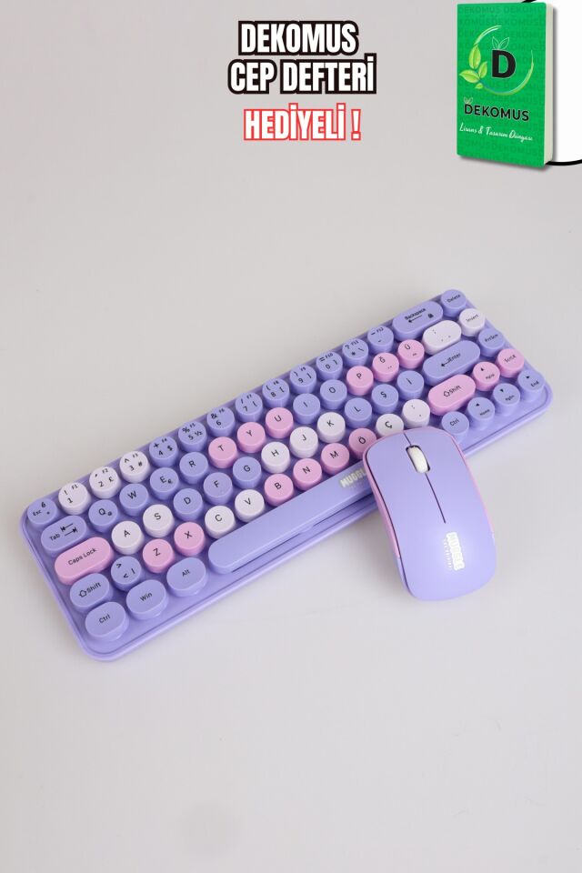 x Dekomus Pastel Touch Collection Kablosuz Klavye & Mouse Seti ''Dekomus Cep Defteri Hediyeli''
