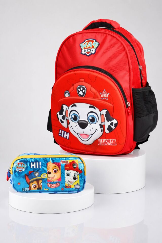 x Dekomus Lisanslı Paw Patrol Marshall 40 Cm Büyük Boy Okul Çantası ve Kalem Çantası Seti