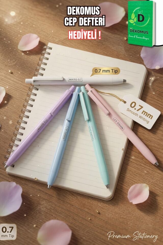 x Dekomus Pastel Touch Collection ''2 Adet'' 0.7 Mm Uçlu Kalem ''Dekomus Cep Defteri Hediyeli''