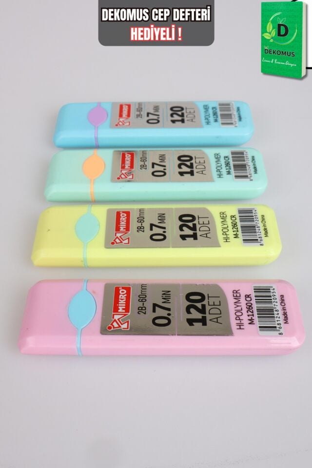 x Dekomus Pastel Touch Collection ''2 Adet'' 120'li 0.7 Mm 2b Uç Seti ''Dekomus Cep Defteri Hediyeli''