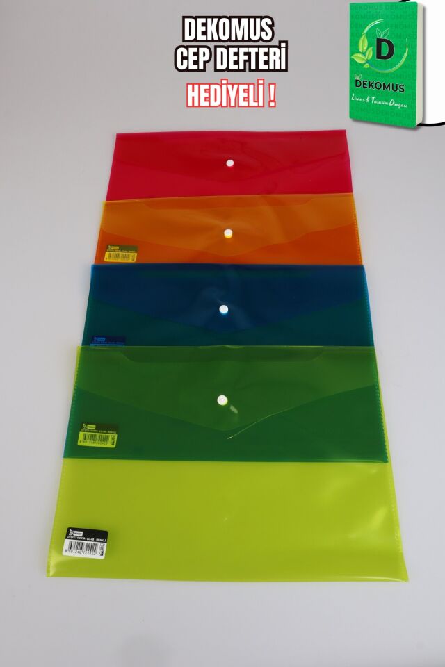 x Dekomus Rainbow Sort Collection 5 Adet Çıtçıt Dosya ''Dekomus Cep Defteri Hediyeli''