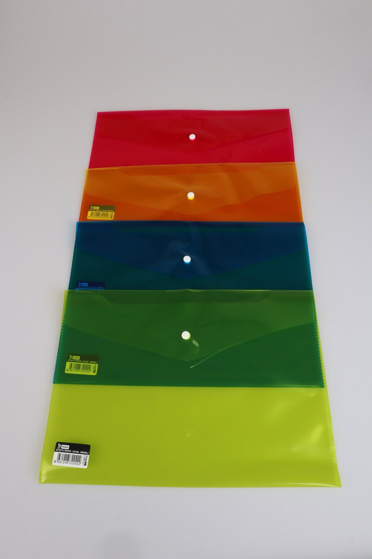 x Dekomus Rainbow Sort Collection 5 Adet Çıtçıt Dosya ''Dekomus Cep Defteri Hediyeli''