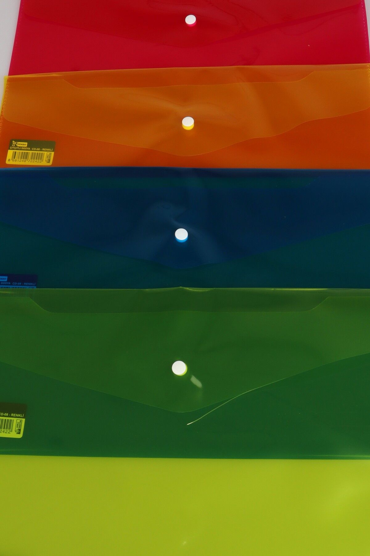 x Dekomus Rainbow Sort Collection 5 Adet Çıtçıt Dosya ''Dekomus Cep Defteri Hediyeli''