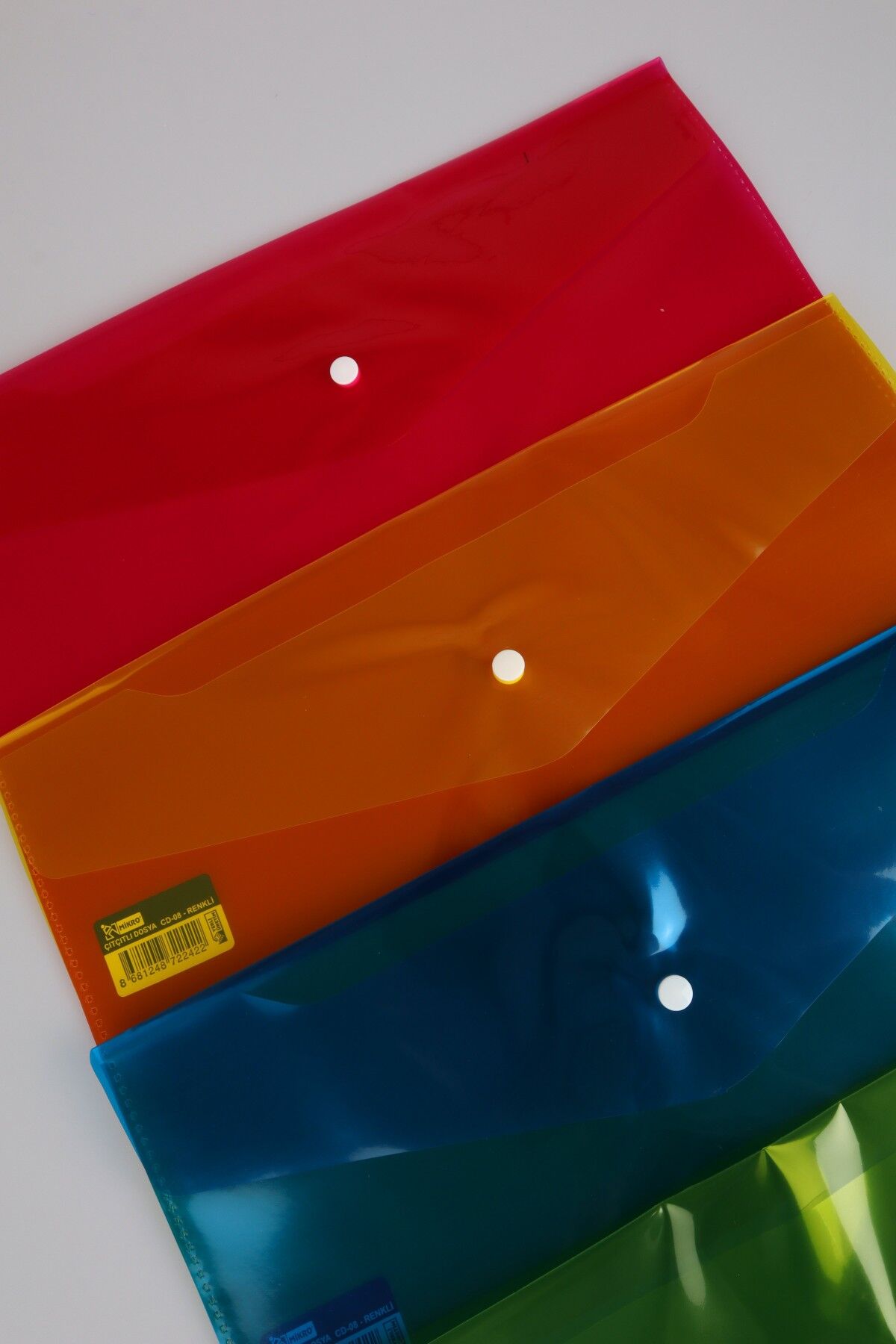 x Dekomus Rainbow Sort Collection 5 Adet Çıtçıt Dosya ''Dekomus Cep Defteri Hediyeli''