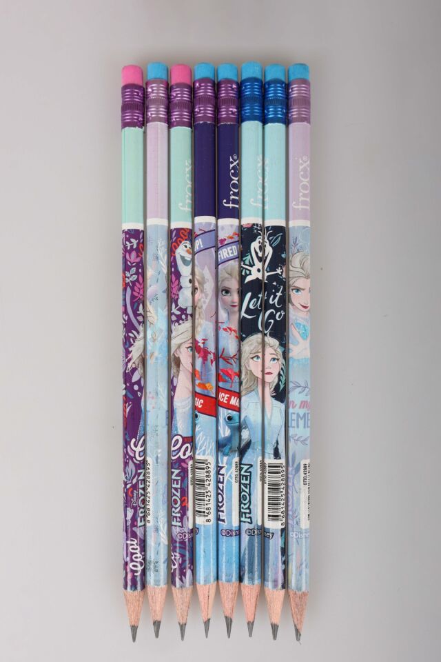 x Dekomus Lisanslı Elsa Frozen 8 Adet Silgili Kurşun Kalem