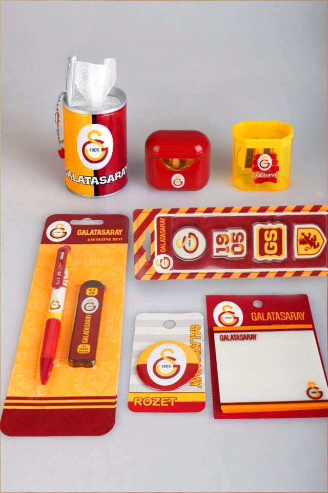 DEKOMUS İLE GALATASARAY 1905 KIRTASİYE SETİ POST-IT,UÇLU KALEM,AIRPODS KALEMTRAŞ