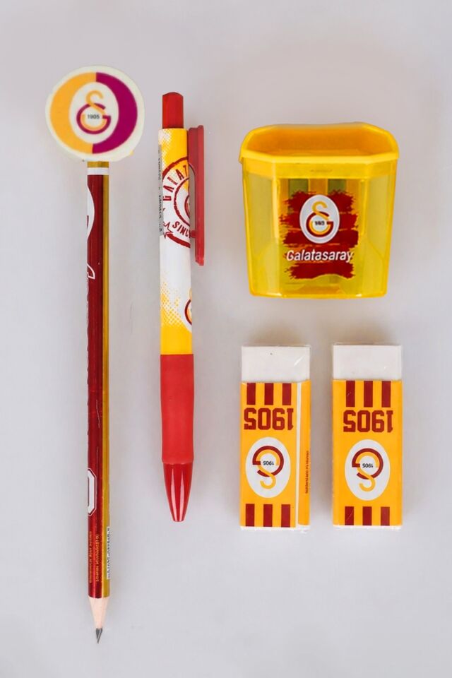 x DEKOMUS LİSANSLI GALATASARAY KIRTASİYE SETİ SİLGİ TEPELİ KURŞUN KALEM,KALEMTRAŞ