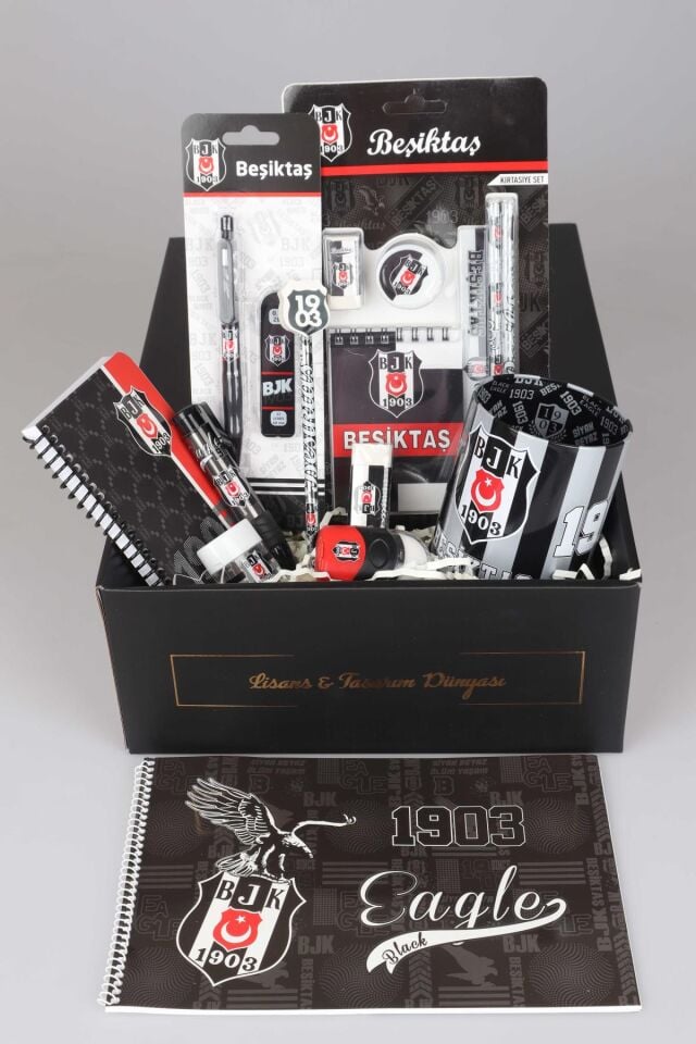 DEKOMUS İLE LİSANSLI BEŞİKTAŞ ÖZEL KUTULU 19 PARÇA PREMIUM KIRTASİTE SETİ