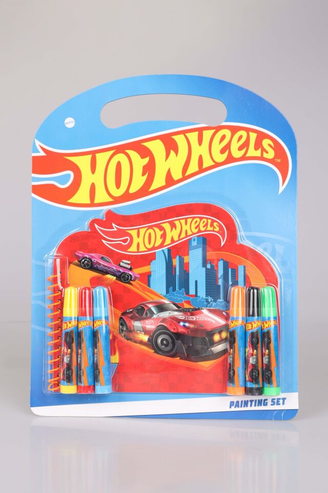 DEKOMUS İLE LİSANSLI HOT WHEELS BOYAMA DEFTERİ VE 6 ADET BOYA KALEMİ BOYAMA SETİ