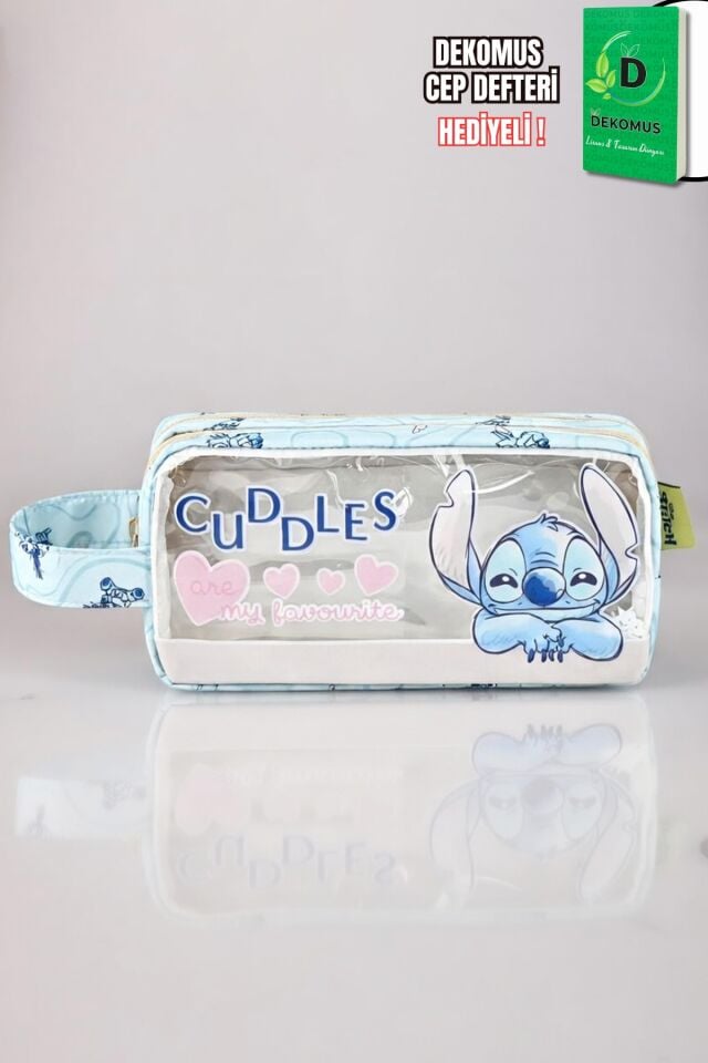 x Dekomus Lisanslı Stitch ''Cuddle Dream Collection'' Kalem Çantası Dekomus Cep Defteri Hediyeli