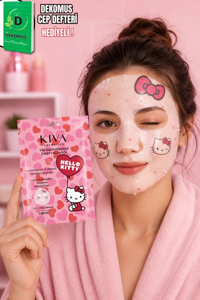 x Dekomus Hello Kitty Lisanslı Kağıt Yüz Bakım Maskesi Dekomus Cep Defteri Hediyeli