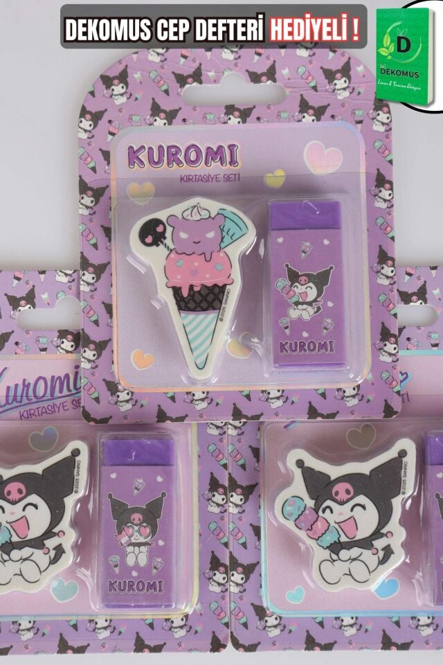 x Dekomus Lisanslı Kuromi 2'li Blister Şekilli Silgi