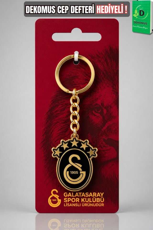 x Dekomus Lisanslı Galatasaray 5 Yıldız Siyah Gold Metal Anahtarlık ''Dekomus Cep Defteri Hediyeli''