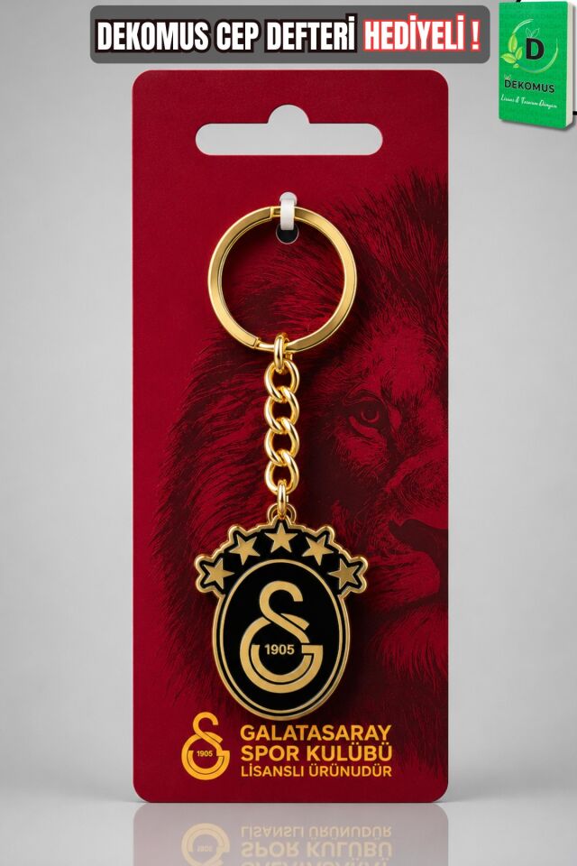 x Dekomus Lisanslı Galatasaray 5 Yıldız Siyah Gold Metal Anahtarlık ''Dekomus Cep Defteri Hediyeli''