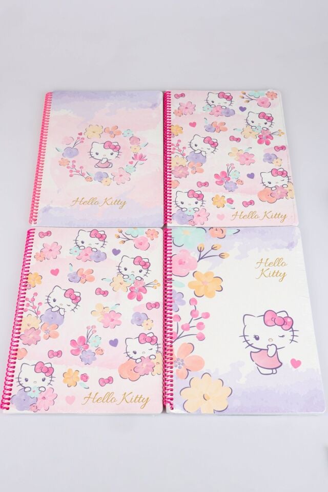 DEKOMUS İLE LİSANSLI HELLO KITTY 4 ADET A4 ÇİZGİLİ DEFTER OKUL SETİ A4 80 YAPRAK