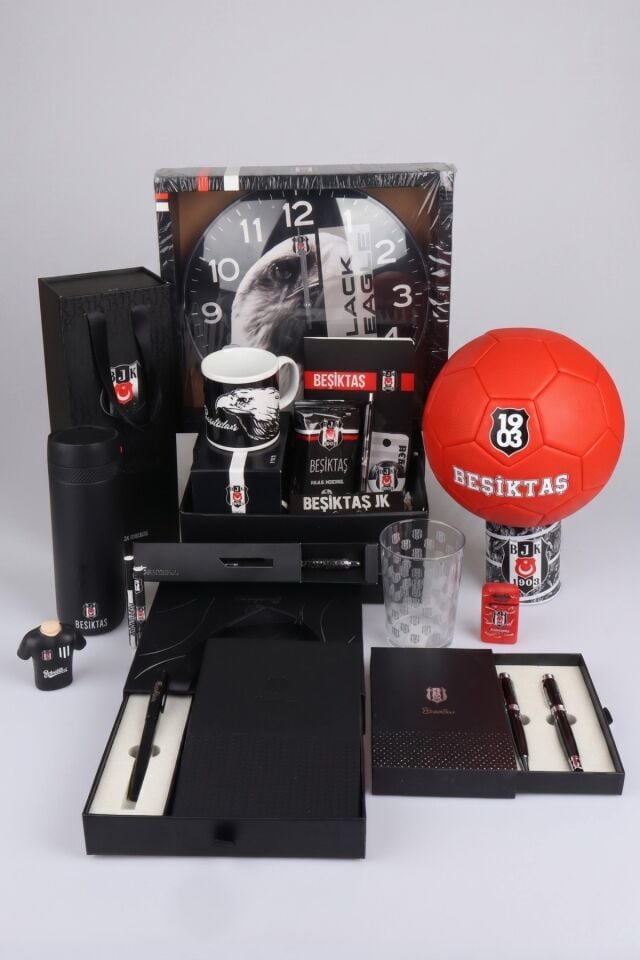 x Dekomus Lisanslı Beşiktaş Özel Kutulu Premıum 20 Parça Full Yetişkin Seti Saat,Termos,Futbol Topu