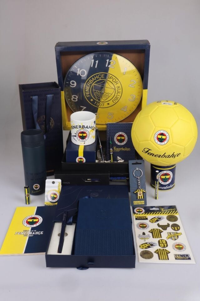 x Dekomus Lisanslı Fenerbahçe Özel Kutulu Premıum 20 Parça Full Yetişkin Seti Saat,Termos,Futbol Topu