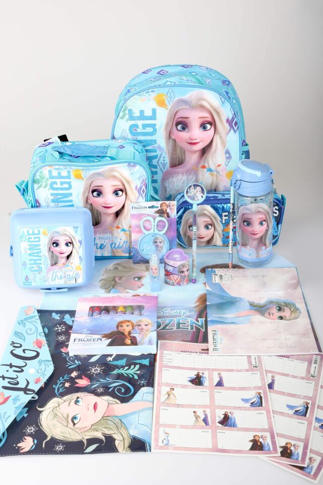 x Dekomus Lisanslı Elsa Frozen Full Kırtasiye Seti Anaokul,Beslenme ve Kalem Çantası,Beslenme Kabı,Matara,Beslenme Örtüsü