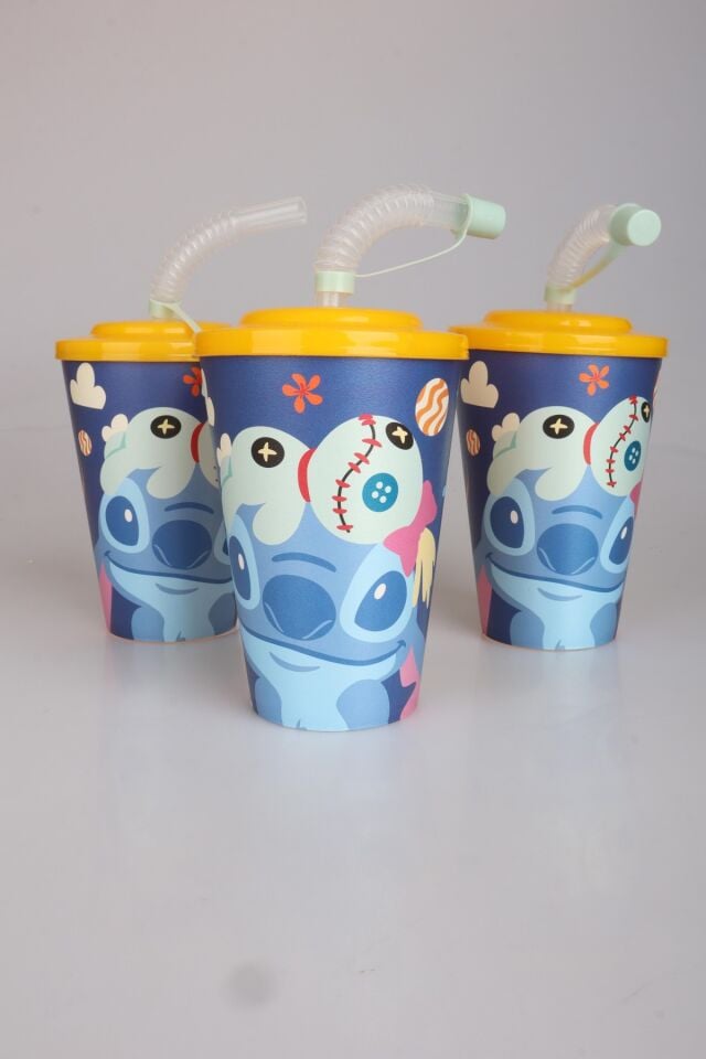 ''DEKOMUS CEP DEFTERİ HEDİYELİ'' LİSANSLI STITCH PİPETLİ BARDAK